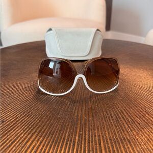 Tom Ford White Frame Sunglasses with Brown Gradient Lenses